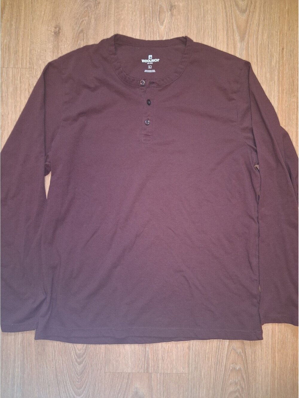 Woolrich Henley Shirt Mens Large Burgundy Cotton
